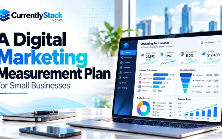 Business marketing analytics dashboard illustrating traffic, conversions and campaign performance