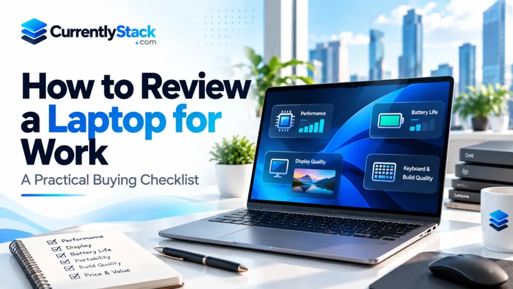 Laptop buying checklist featuring performance, display quality, battery life and keyboard considerations